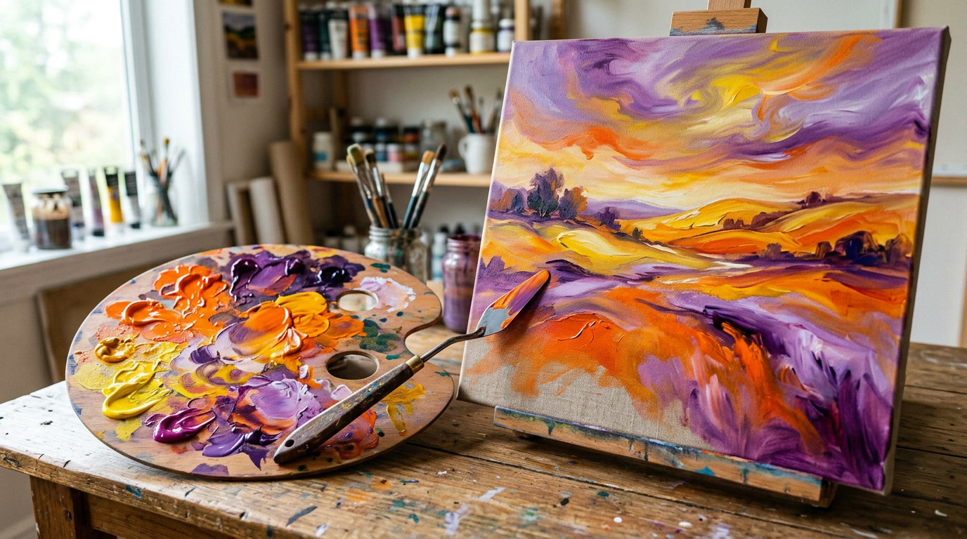 gradasi warna akrilik sunset